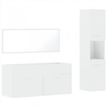 Juego de muebles de baño 3 piezas madera contrachapada blanca