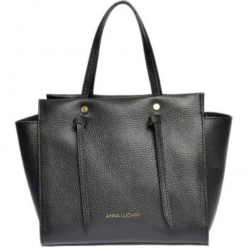 Bolso tote negro de cuero de vaca Anna Luchini tamaño único