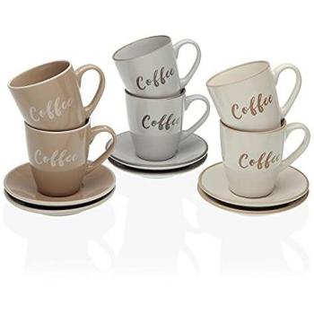 Juego de Tazas con Platos Lieke Té Gres (6 Pcs) - Material Gres - Medidas 4,9x7,4x8,5cm - Tipo Té