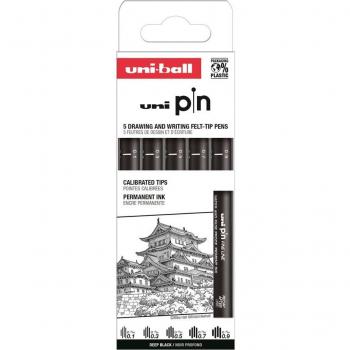 Rotuladores calibrados Uni Pin Classic I 5 piezas - Incluye rotuladores de 0.1, 0.3, 0.5, 0.7 y 0.9 mm - Punta poliacetal -