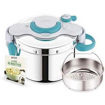Autocuiseur Inox SEB Clipso Minut Easy 7.5L con Manijas Plegables y Recetario