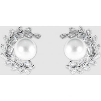 Pendientes Basic Laurea con Elegantes Perlas y Brillantes Circonitas Blancas