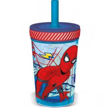 Vaso Antivuelco con Pajita de Silicona Spiderman 74787 STOR