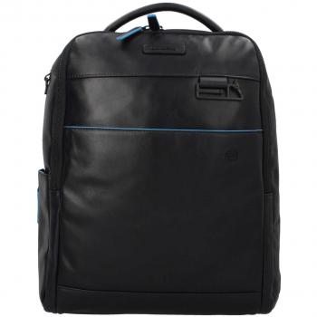 Piquadro Blue Square Revamp Leather Laptop Backpack 37 cm - Blue