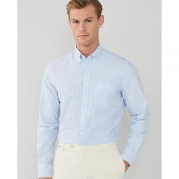 Camisa Oxford de hombre slim fit con estampado de rayas azul claro