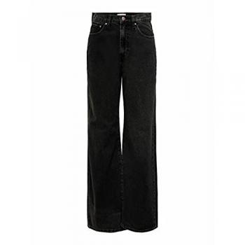 Only Hope Ex High Waist Wide Leg Jeans Black Denim for Women 28/34