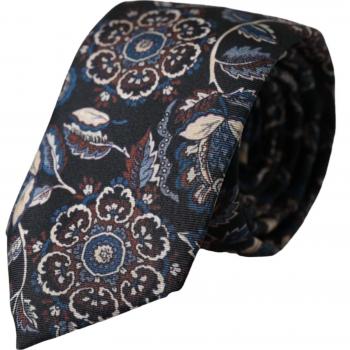 Dolce & Gabbana Black Floral Pattern Silk Adjustable Men Tie