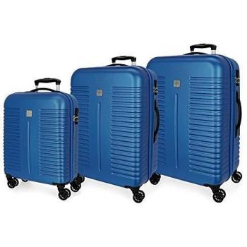 Roll Road India Juego de Maletas Azul 55/70/80 cms Rígida ABS Cierre combinación 220L 4 Ruedas Dobles Equipaje de Mano