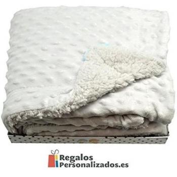 GAMBERRITOS Manta Infantil Burbujas + Forro Borreguito Color BEIGE 9253 Caja Regalo 110x80 cms