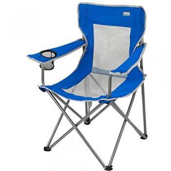 Silla Plegable de Camping Ultraligera con Posavasos y Reposabrazos, Soporta hasta 110 kg, Costuras Reforzadas y Respaldo Transpirable, Dimensiones 46x46x