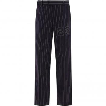 Off-White Men's 23 Pinstriped Trousers in Blue | Size 48 | OMCO033S24FAB0024747