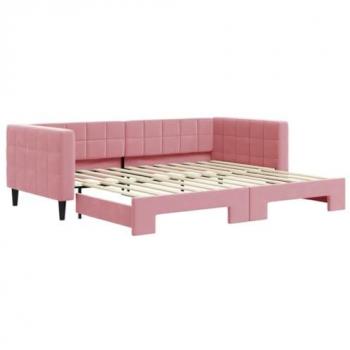 Sofá cama nido terciopelo rosa 90x200 cm