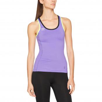 Umbro 62615U-DGB Camiseta de Tirantes, Mujer, Malva/Negro/Amarillo Fluor, S