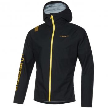 La Sportiva Pocketshell Jkt M - Chaqueta de hombre con capucha, color negro y amarillo, talla XL