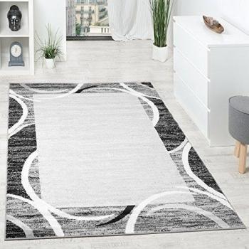 Alfombra De Diseño para Sala De Estar con Cenefa Gris Negro Crema Moteado, tamaño:120x170 cm