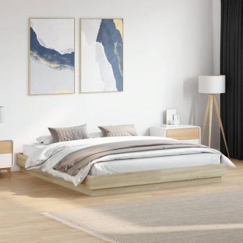 Cama de madera multicapa Roble Sonoma 180x200 cm - Estructura de cama en madera de ingeniería color marrón Vidaxl