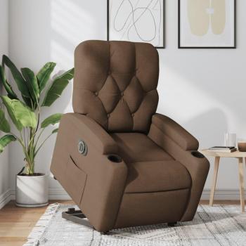 Silla reclinable eléctrica de tela marrón Vidaxl