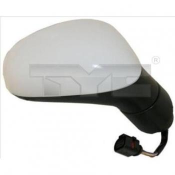 Espejo retrovisor TYC 331-0057 con diseño específico para vehículos, cristal convexo, acabado en negro y ajuste manual