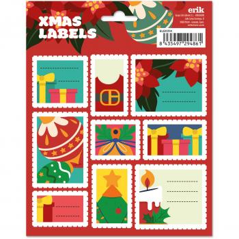 Etiquetas adhesivas Navidad, Árbol de Navidad - 18 Etiquetas regalo - Pegatinas navidad regalos