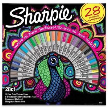 Sharpie - Rotuladores permanentes, surtido de colores exclusivo, punta fina y ultrafina, juego de 28