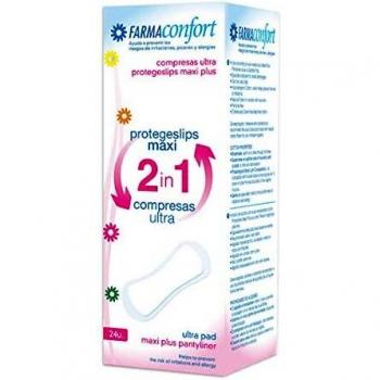 Farmaconfort Ultra 2-in-1 Maxi Pantyliners and Sanitary Napkins, 24 Units