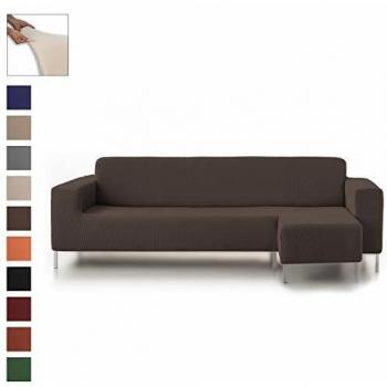 Eiffel Textile Protector Rústica Funda Elástica Brazo, Marrón, Chaise Longue Largo Derecha
