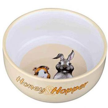 TRIXIE Comedero Cerámica Honey & Hopper, 250 ml, ø11 cm, Pequeños Mamíferos