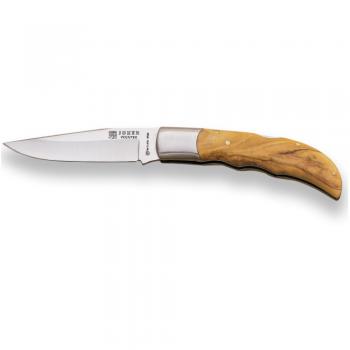 Navaja artesana Joker Pointer NO08 con cachas de olivo y virola inoxidable, hoja MOVA de 9,5 cm - Ideal para pesca, caza, camping y senderismo