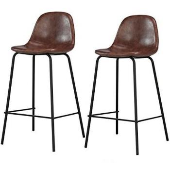Taburetes para isla de cocina de cuero sintético marrón 65 cm (x2) - Rendez-Vous Déco