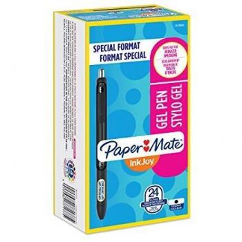 Paper Mate 2077177 - Bolígrafos de gel, punta media, caja de 24, color negro