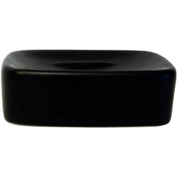 Spirella 3,5 x 10,5 x 10,5 cm, Negro colección Retro, Bandeja para Pastilla de jabón, Gres