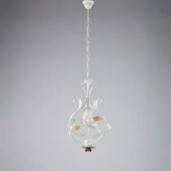 Lámpara Araña Rústica Shabby Chic 1 Luz E14 en Hierro Forjado Blanco
