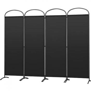 Biombo Separador de Ambientes Plegable Angel Living 4 Paneles con Techo y Base Curva, Decoración Elegante