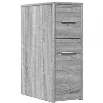 Armario de baño estrecho con ruedas madera gris Sonoma