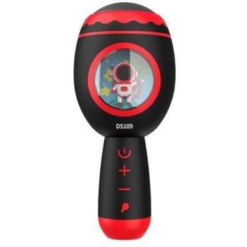 Micrófono Karaoke Bluetooth Infantil Inalámbrico con Altavoz LED Portátil y Efecto Voz Mágica (Negro)