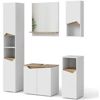 Conjunto de muebles de baño Marelle, Blanco/Artisan, 5 piezas