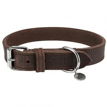 Collar de Cuero Engrasado Trixie Rustic Marrón Oscuro M-L (42-48 cm, 25 mm)