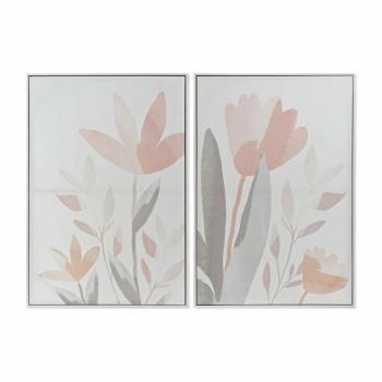 Cuadro Decorativo Flores Shabby Chic en Marco Blanco (Set de 2)