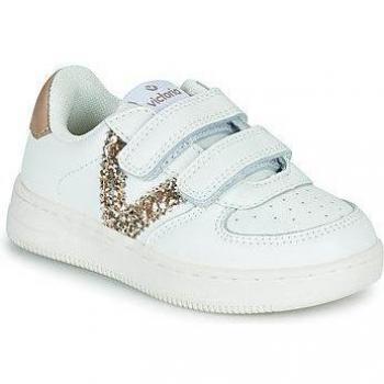 Victoria Tiempo Leather Effect Contrast Straps Sneakers for Girls