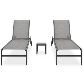 vidaXL Sun Loungers 2 pcs with Table Textilene and Steel