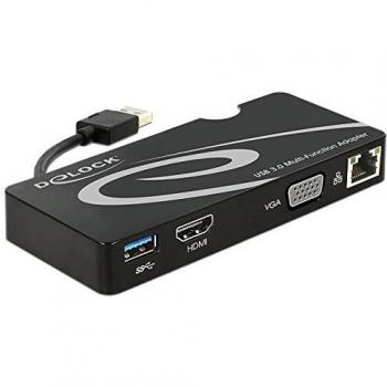 DeLOCK Adaptador USB 3.0 para HDMI + VGA + Gigabit - LAN + USB 3.0