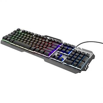 Teclado Trust GXT 853 Esca NL/US con LED Arcoíris - Diseño QWERTY Holandés y Estadounidense, USB Plug & Play para PC/Ordenador portátil