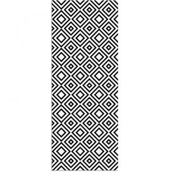 Alfombra Vinílica, Cuadriláteros, 180 x 70 x 0.2 cm, Color Negro y Blanco, ALV-029