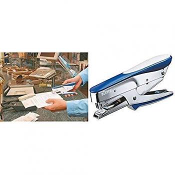 Grapadora Leitz 5546 - Capacidad para 15 hojas - Agrafes Bébé 8/4 - Color Azul y Plata