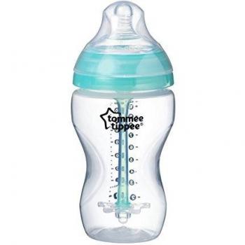 Tommee Tippee Biberones Anticólico con Tetina con Forma de Pecho y Sistema de Aireación Anticólico, 340ml, Pack de 1, Transparente