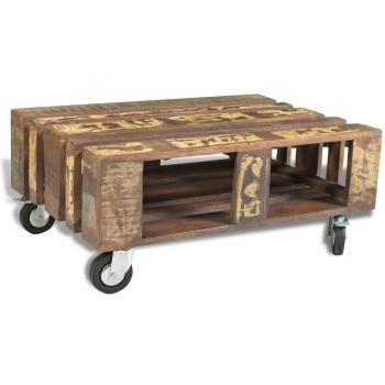 vidaXL Mesa de Centro de Madera Reciclada Estilo Antiguo con 4 Ruedas