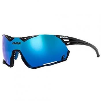 EASSUN Gafas de Ciclismo Challenge, Solares Cat 3, Antideslizantes y Adaptables - Negro Mate, Azul Revo
