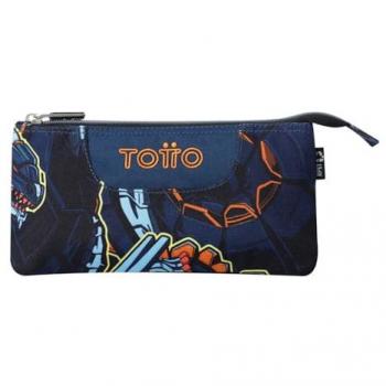 Estuche Escolar 3 Compartimentos TOTTO Modelo Tablero Zord, Dimensiones 22 x 11 x 3.5 cm, Una Cremallera, Tejido Resistente y Repelente a Líquidos, Estamp