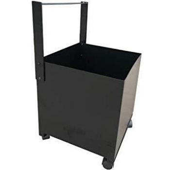 PURLINE EFP19 Cubo porta leña de acero color negro con ruedas y asa de transporte