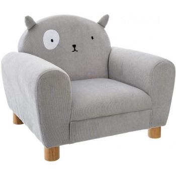 Sillón infantil en forma de gato gris ATMOSPHERA, poliéster, dimensiones 52x44x43 cm